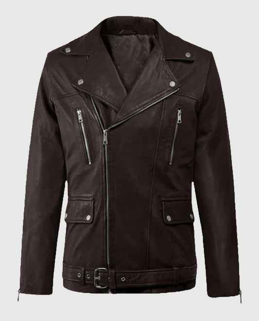 Men's Dauntless Brown Biker Leather Jacket