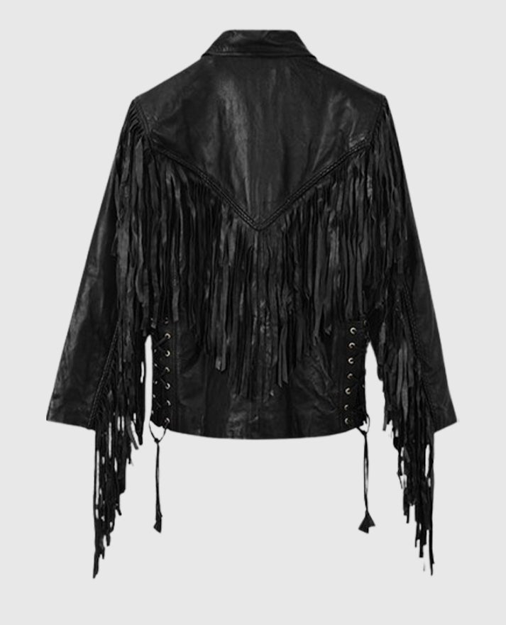 Men's Fringe Black Leather Jacket