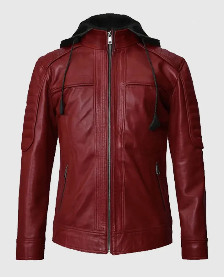 Men's Leather Hooded Rodeo Jacket