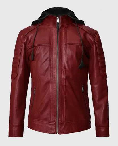 Men's Leather Hooded Rodeo Jacket