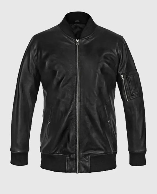 Men's Leather MA-1 Bomber Jacket