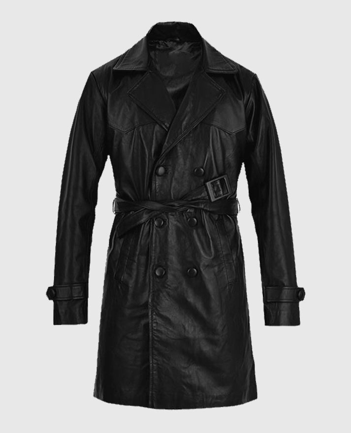 Men's Leather Vintage 1970's Trench Coat