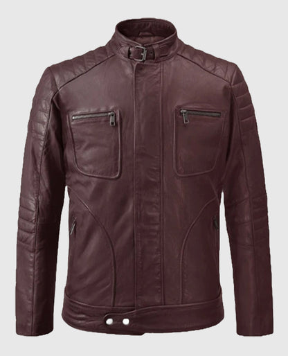 Men's Moto Firefly Burgundy Leather Jacket