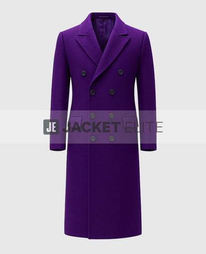 Men’s Purple Double-Breasted Long Trench Coat
