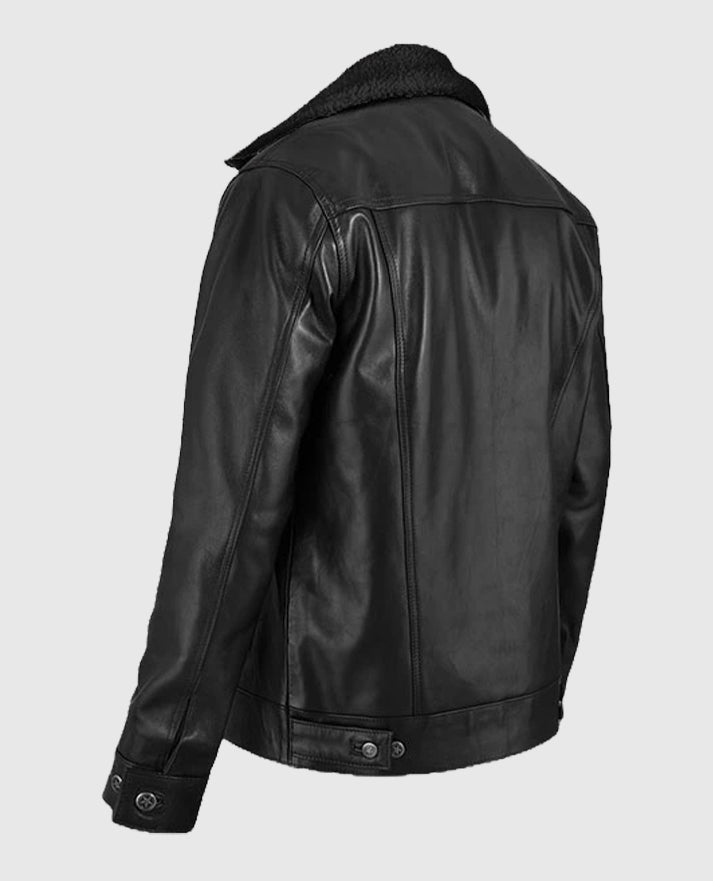 Men's Sherpa Leather Black Jacket