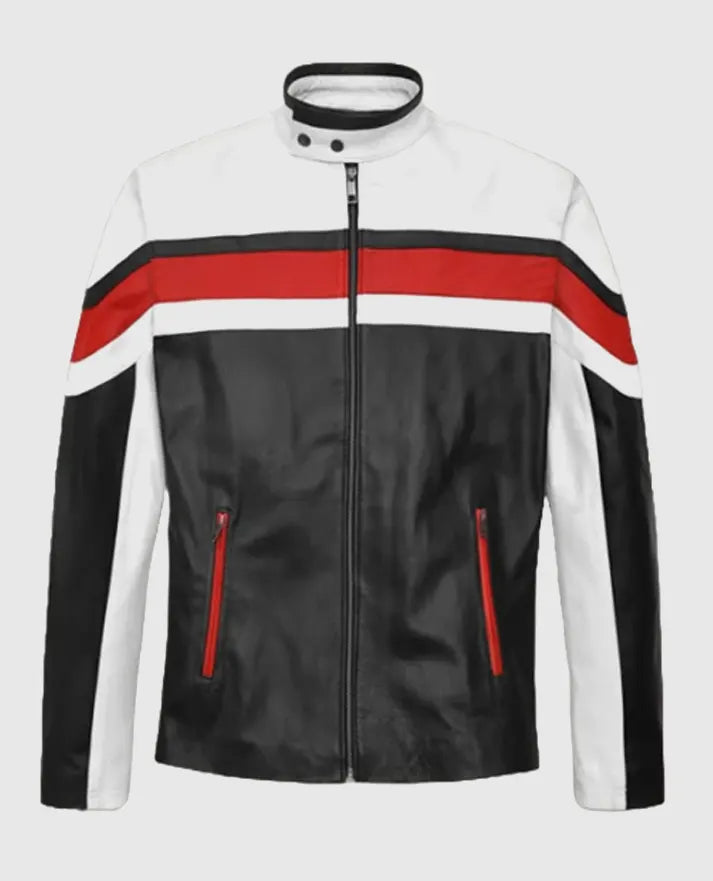 Men's Striped Rocker Leather Jacket