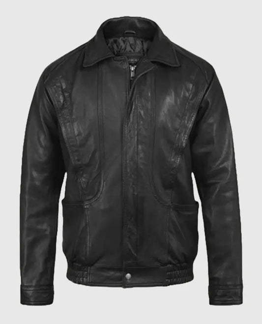 Men's Vintage Leather Bomber Jacket