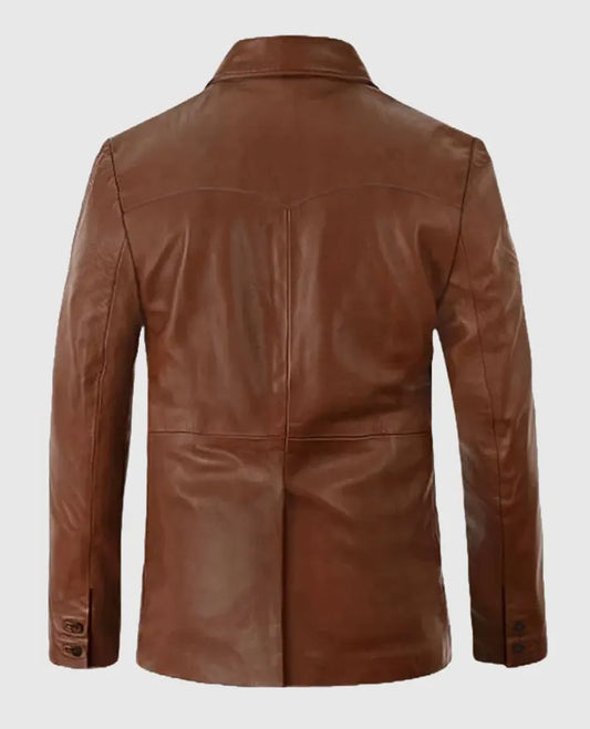 Men's Western Rich Brown Leather Blazer