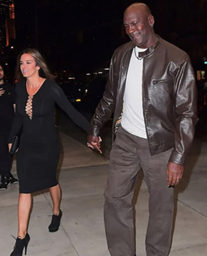 Michael Jordan Brown Leather Jacket