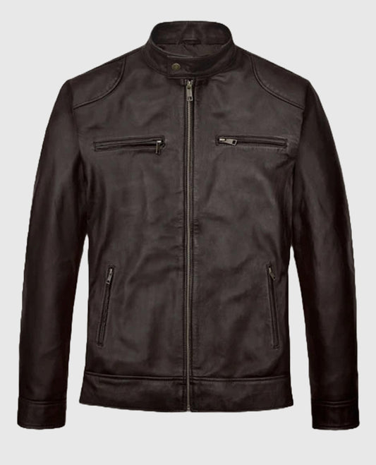Michael Jordan Brown Zip-up Leather Jacket