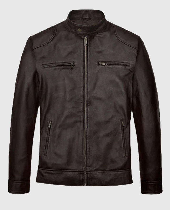 Michael Jordan Brown Zip-up Leather Jacket