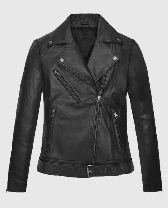Miley Cyrus Black Biker Leather Jacket
