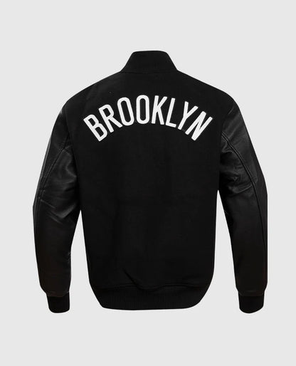 NBA Brooklyn Nets  Black Varsity Jacket for Men