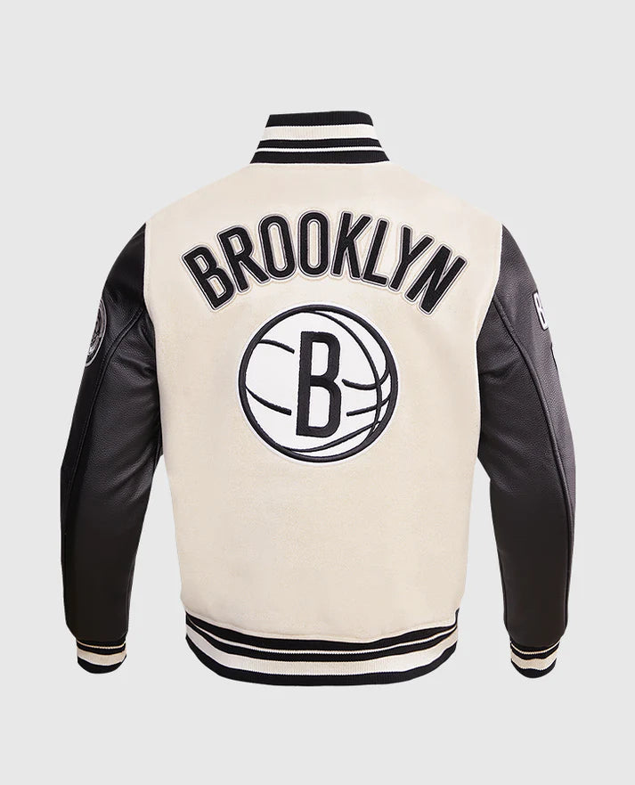 NBA Brooklyn Nets Men's Black & Varsity White Jacket