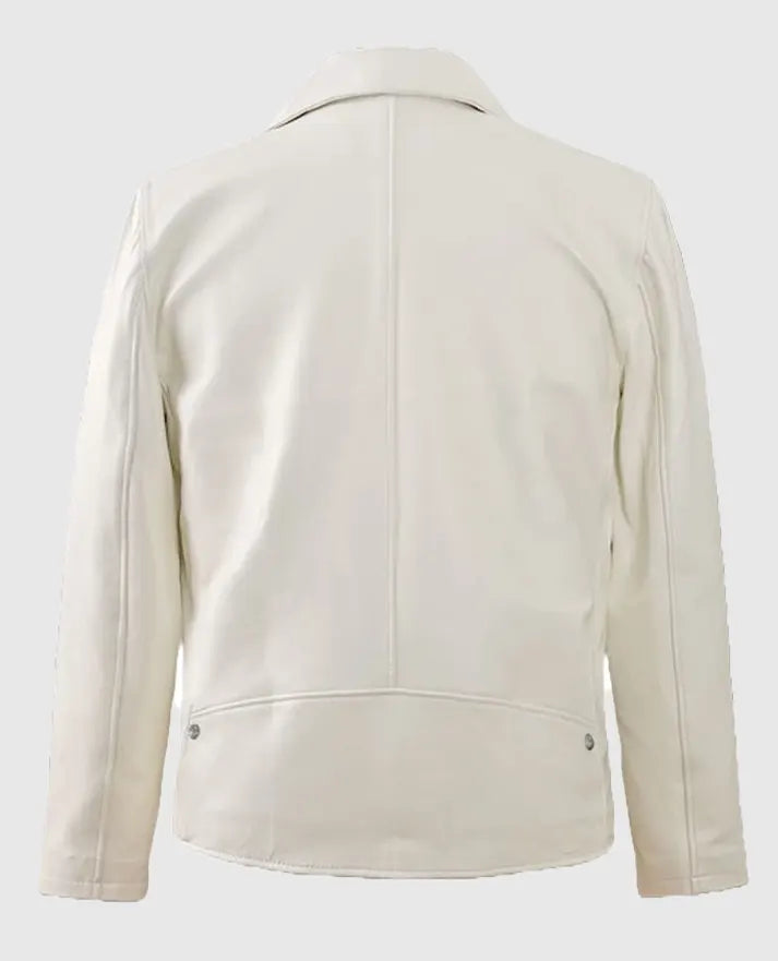 Nick Jonas White Biker Leather Jacket