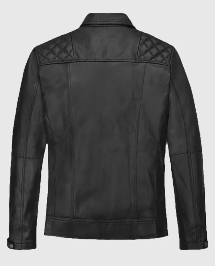 Patrick J Adams Biker Style Black Leather Jacket