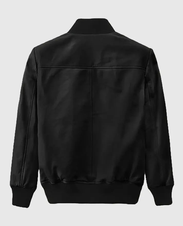 Pitbull Inspired Black Leather Bomber Jacket 