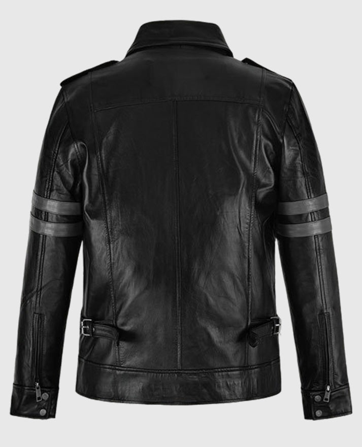 Resident Evil 6 Leon Kennedy Black Biker Leather Jacket