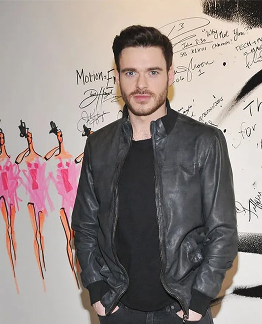 Richard Madden Black Leather Jacket