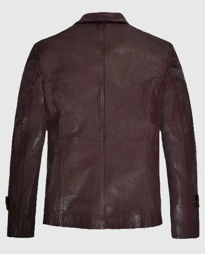 Robert Downey Jr Leather burgundy Blazer