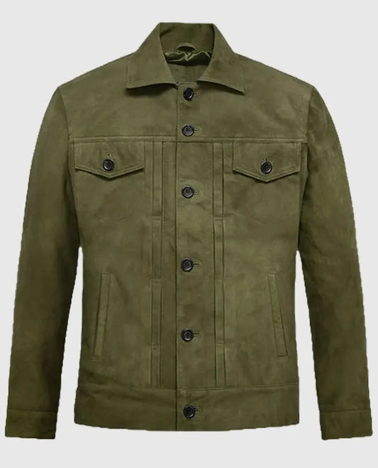 Ryan Reynolds Green Suede Leather Jacket