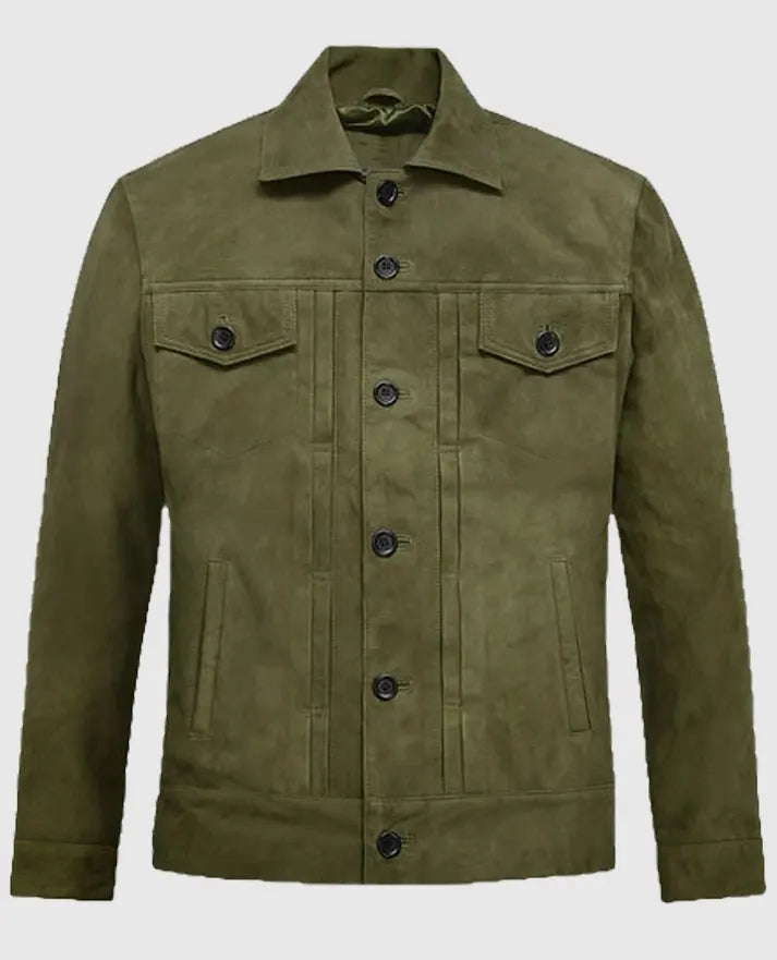 Ryan Reynolds Green Suede Leather Jacket