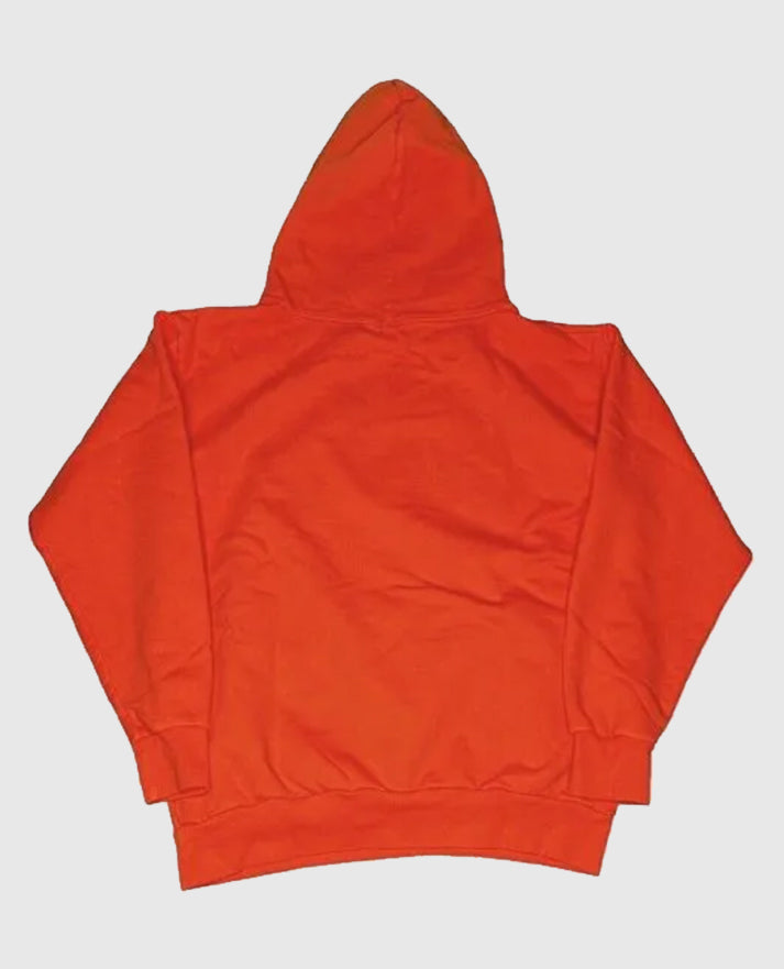 SP5DER Web Suit Orange Pullover Hoodie Rhinestone