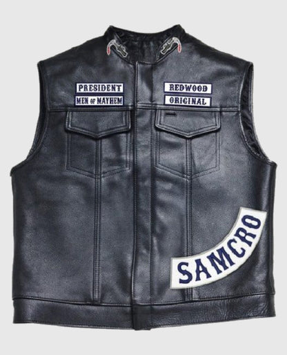 Samcro Jax Teller Sons of Anarchy Black Leather Vest