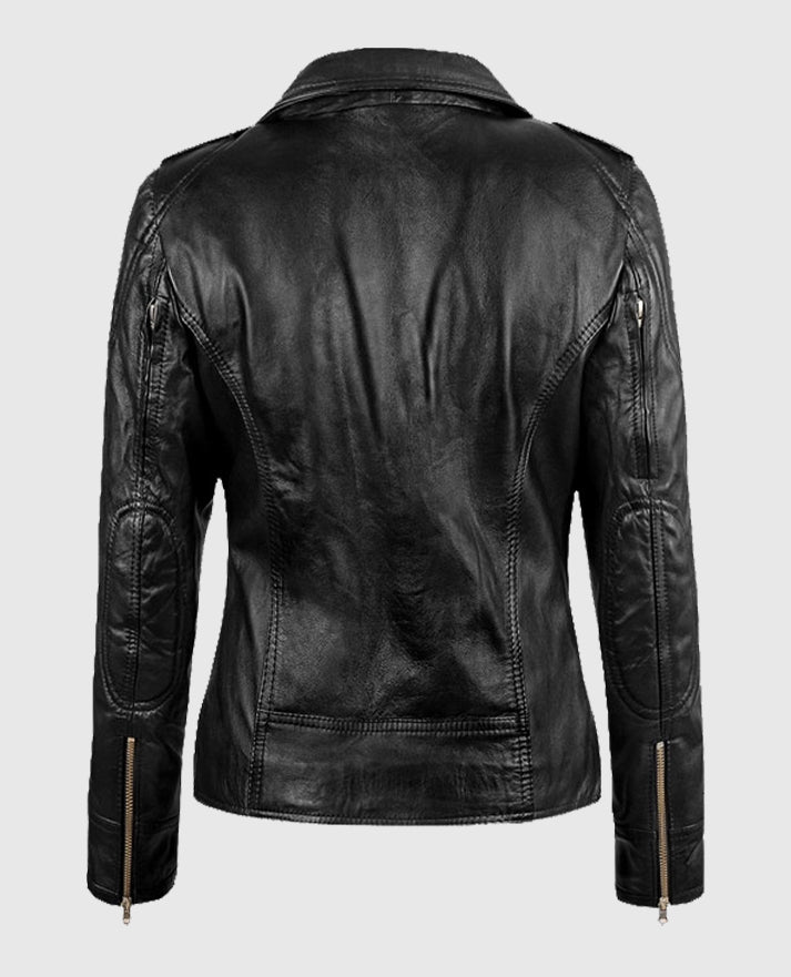 Sarah Connor Terminator Genisys Black Biker Leather Jacket