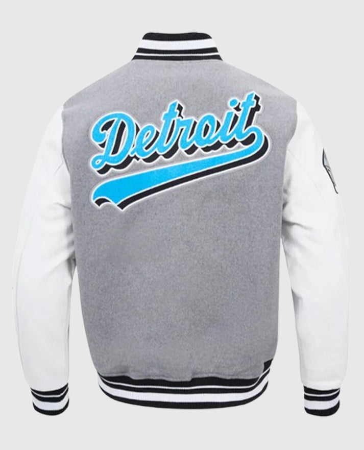 Script Tail Detroit Lions Classic Rib Grey Letterman Jacket