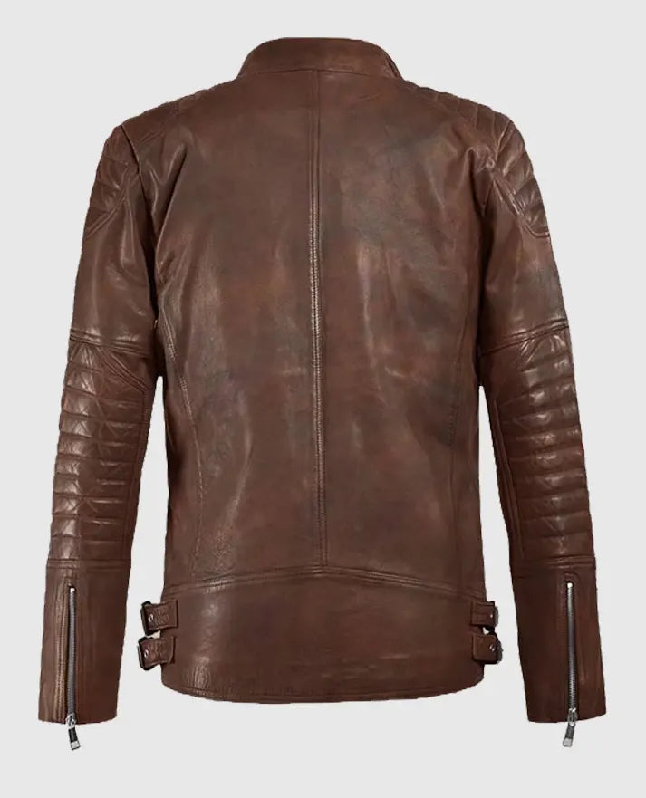 Shotgun Spanish Brown Moto Leather Jacket for Men
