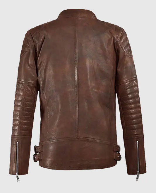 Shotgun Spanish Brown Moto Leather Jacket for Men