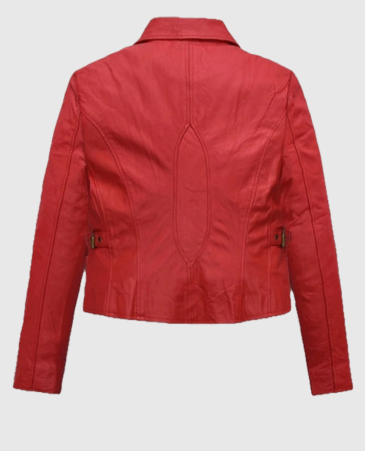 Soft Tango Red Washed Jennifer Lopez Gigli Real Leather Jacket