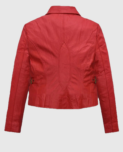 Soft Tango Red Washed Jennifer Lopez Gigli Real Leather Jacket