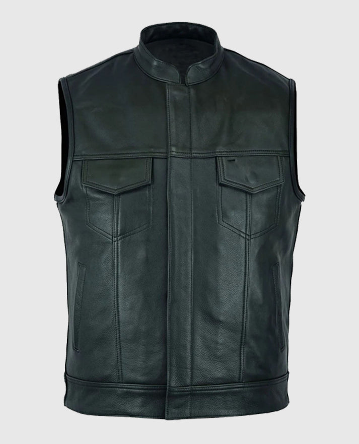Sons Of Anarchy Inspired Black Biker Leather Vest