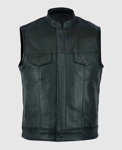 Sons Of Anarchy Inspired Black Biker Leather Vest
