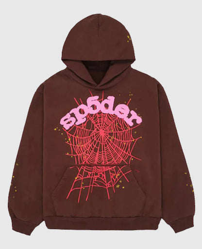 Sp5der Web Brown Hoodie