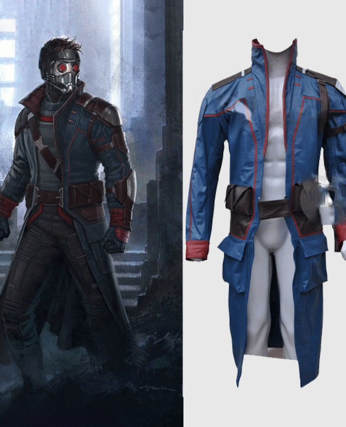 Star Lord Guardians of the Galaxy Blue Leather Long Coat