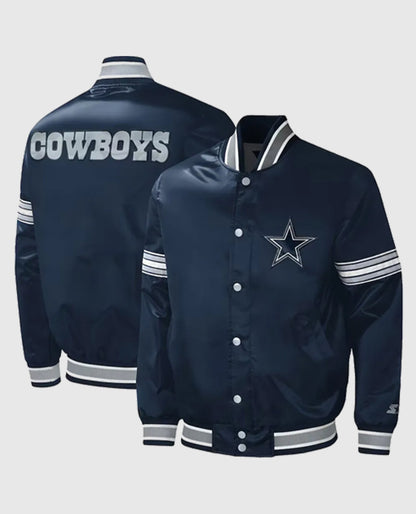 Starter Midfield Dallas Cowboys Navy Full-Snap Varsity Letterman Jacket