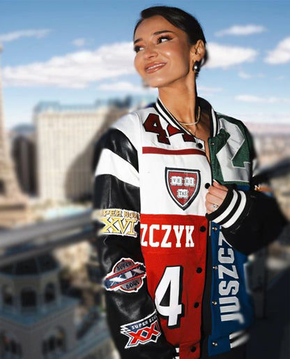 Kristin Juszczyk Super Bowl 2024 Varsity Jacket