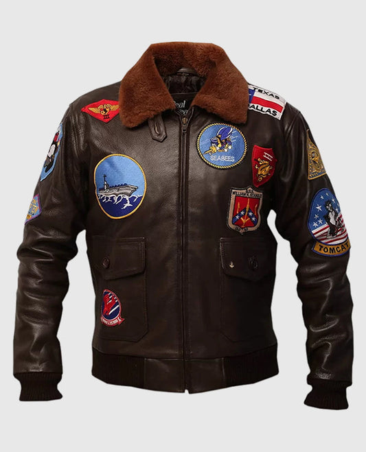 Top Gun Tom Cruise Bomber Shearling Leather Jacket