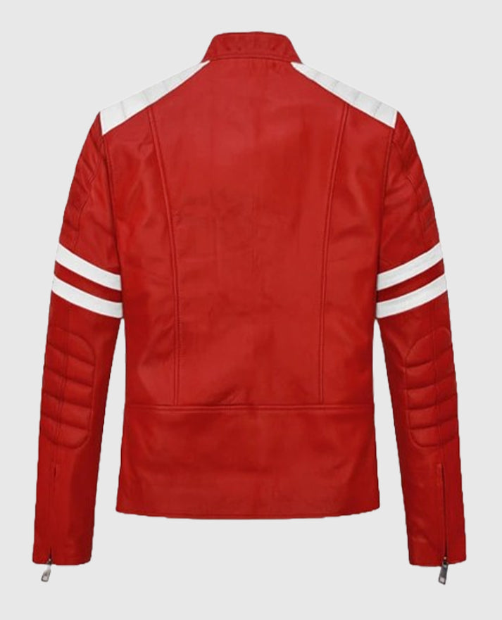 Tyler Durden's Fight Club  Biker Leather Red Jacket