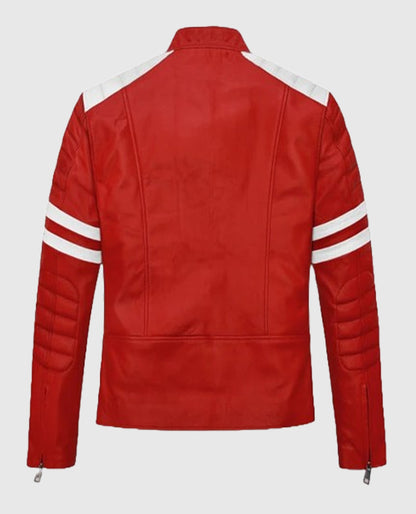 Tyler Durden's Fight Club  Biker Leather Red Jacket