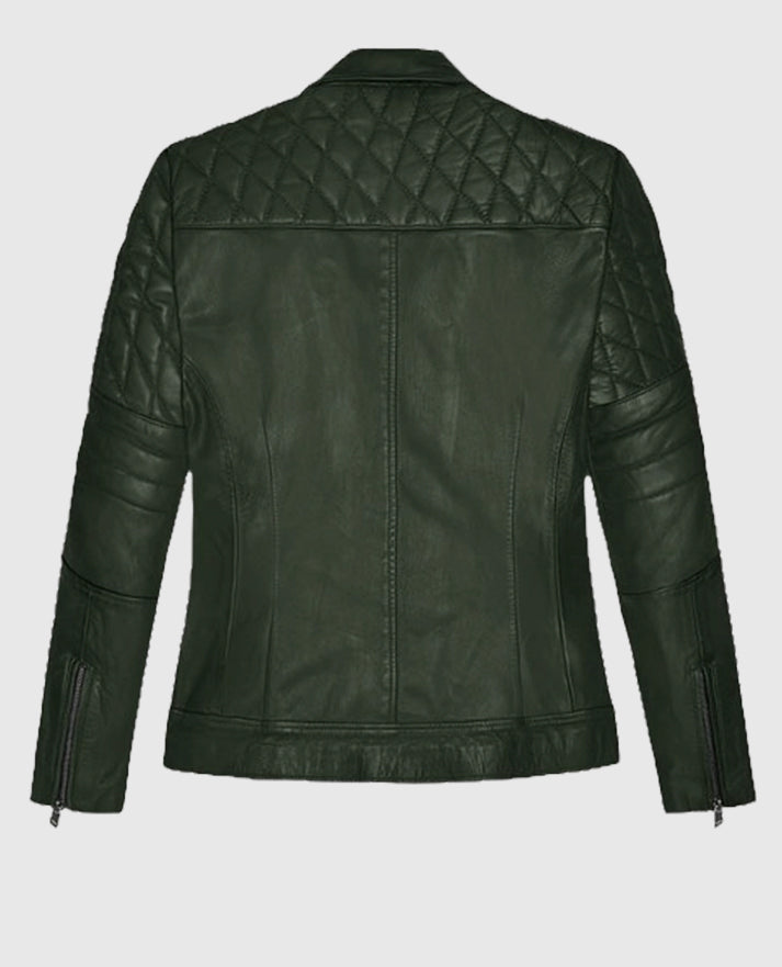 Victoria  Justice Green Leather Jacket