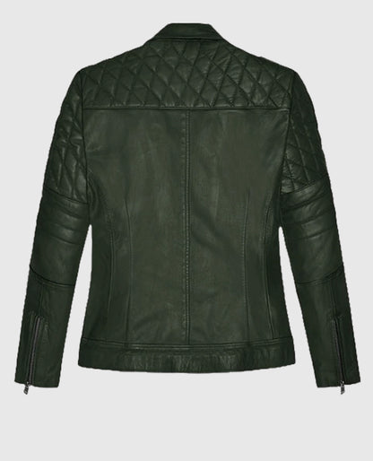 Victoria  Justice Green Leather Jacket