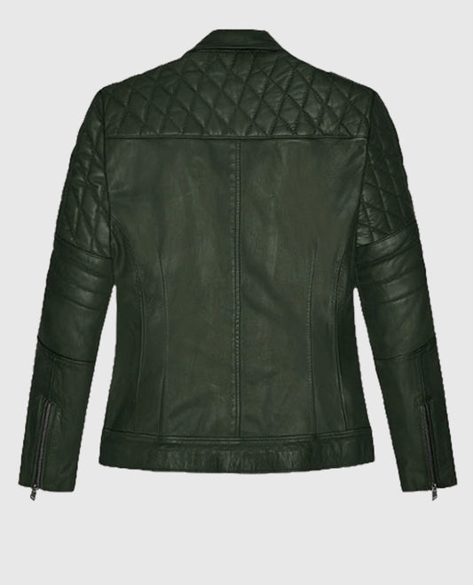 Victoria  Justice Green Leather Jacket