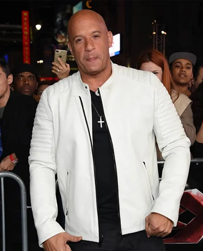 Vin Diesel White Leather Jacket