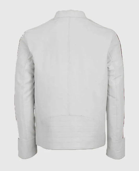 White Biker Leather Jacket for Men