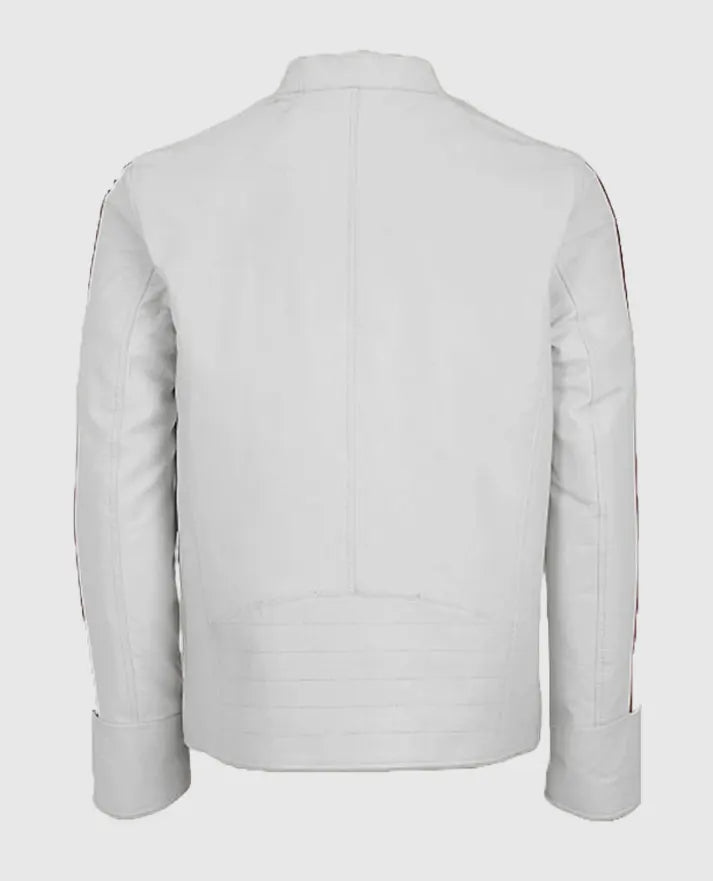 White Biker Leather Jacket for Men
