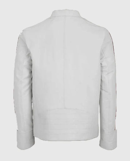 White Biker Leather Jacket for Men